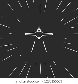 Outline airplane landing icon, illustrated icon for modern web and mobile design, simple and minimal symbol of airplane landing