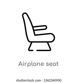 outline airplane seat vector icon. isolated black simple line element illustration from airport terminal concept. editable vector stroke airplane seat icon on white background