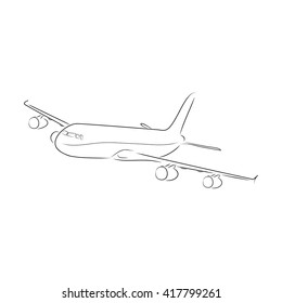Outline of airplane, vector illustration