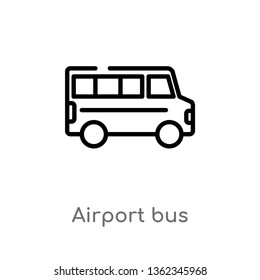 outline airport bus vector icon. isolated black simple line element illustration from airport terminal concept. editable vector stroke airport bus icon on white background
