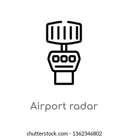 outline airport radar vector icon. isolated black simple line element illustration from airport terminal concept. editable vector stroke airport radar icon on white background