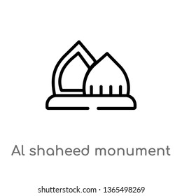 outline al shaheed monument vector icon. isolated black simple line element illustration from monuments concept. editable vector stroke al shaheed monument icon on white background