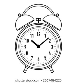Contornar o despertador. Ilustração vetorial isolada no plano de fundo branco