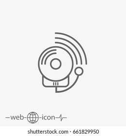 outline alarm fire vector icon