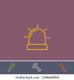 Outline alarm flasher icon.Best alarm flasher vector, illustrated icon for modern web and mobile design.Bonus broken key symbol