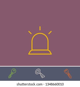 Outline alarm flasher icon.Best alarm flasher vector, illustrated icon for modern web and mobile design.Bonus broken key symbol