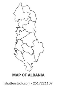 Outline Albania map with borders of region vector illustration