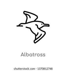 outline albatross vector icon. isolated black simple line element illustration from animals concept. editable vector stroke albatross icon on white background