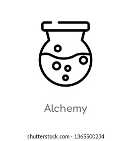 outline alchemy vector icon. isolated black simple line element illustration from miscellaneous concept. editable vector stroke alchemy icon on white background