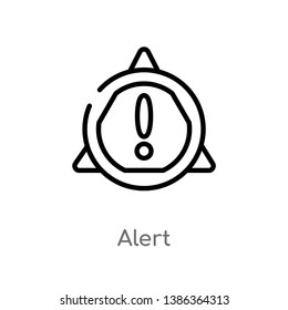 outline alert vector icon. isolated black simple line element illustration from gdpr concept. editable vector stroke alert icon on white background