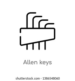 outline allen keys vector icon. isolated black simple line element illustration from construction and tools concept. editable vector stroke allen keys icon on white background