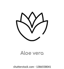 outline aloe vera vector icon. isolated black simple line element illustration from beauty concept. editable vector stroke aloe vera icon on white background