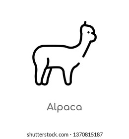 outline alpaca vector icon. isolated black simple line element illustration from animals concept. editable vector stroke alpaca icon on white background