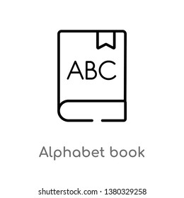 outline alphabet book vector icon. isolated black simple line element illustration from education concept. editable vector stroke alphabet book icon on white background