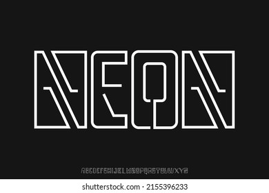 Outline alphabet font design, suitable for creative design, poster, logotype, futuristic concept. Vector illustration