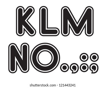 Outline Alphabet K through O Vector EPS 8 no open shapes or paths.