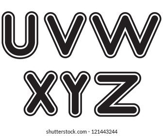Outline Alphabet U through Z Vector EPS 8 no open shapes or paths.