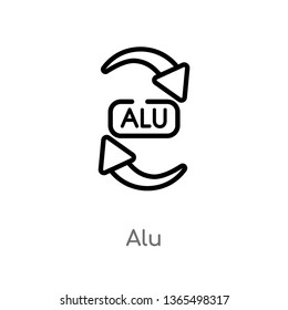 outline alu vector icon. isolated black simple line element illustration from user interface concept. editable vector stroke alu icon on white background