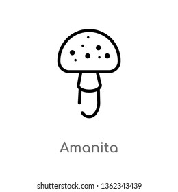 outline amanita vector icon. isolated black simple line element illustration from nature concept. editable vector stroke amanita icon on white background