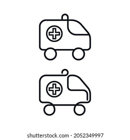 Outline ambulance car symbols on white background. Emergency medical vehicles vector design.