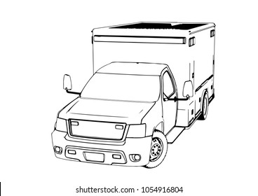 outline ambulance car vector