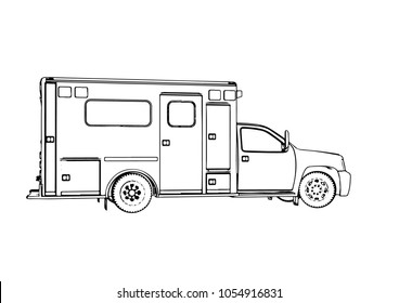 outline ambulance car vector