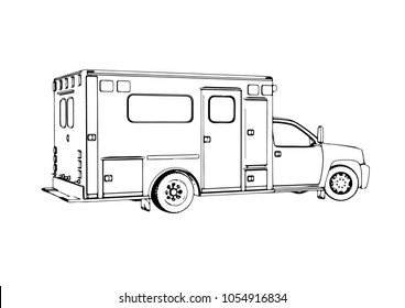 outline ambulance car vector