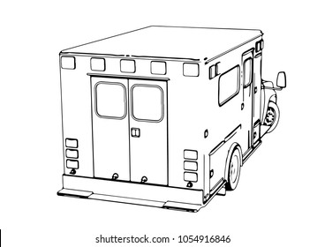 outline ambulance car vector