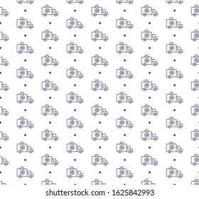 Outline ambulance icon pattern seamless white background.