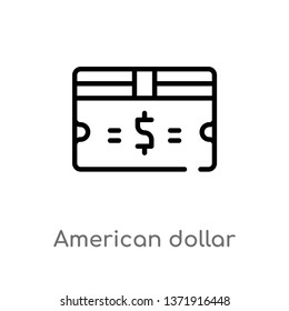 outline american dollar bill vector icon. isolated black simple line element illustration from business concept. editable vector stroke american dollar bill icon on white background
