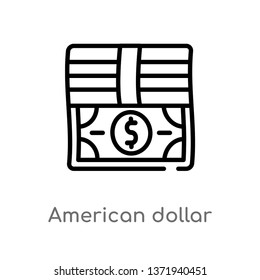 outline american dollar vector icon. isolated black simple line element illustration from commerce concept. editable vector stroke american dollar icon on white background
