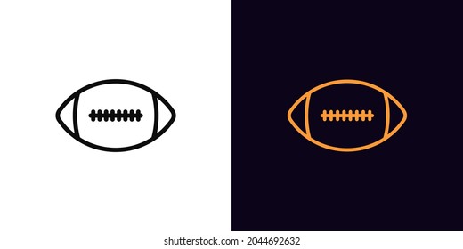 Outline American football icon, with editable stroke. Linear rugby ball sign, football pictogram. Online game, sport match, tournament, live broadcast. Vector icon, sign, symbol for UI and Animation