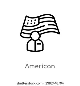 outline american vector icon. isolated black simple line element illustration from halloween concept. editable vector stroke american icon on white background