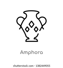 outline amphora vector icon. isolated black simple line element illustration from greece concept. editable vector stroke amphora icon on white background