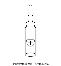 icono del vector de la ampolla de contorno. ilustración de elemento de línea simple negra aislada de concepto médico y de salud. icono editable de la ampolla de trazo vectorial sobre fondo blanco
