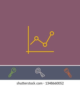 Outline analytics chart icon.Best analytics chart vector, illustrated icon for modern web and mobile design.Bonus broken key symbol