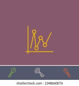 Outline analytics chart icon.Best analytics chart vector, illustrated icon for modern web and mobile design.Bonus broken key symbol