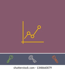 Outline analytics chart icon.Best analytics chart vector, illustrated icon for modern web and mobile design.Bonus broken key symbol