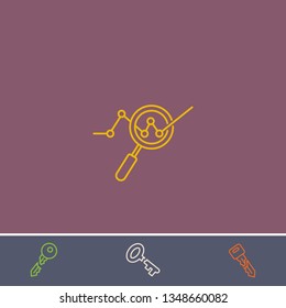 Outline analytics search icon.Best analytics search vector, illustrated icon for modern web and mobile design.Bonus broken key symbol