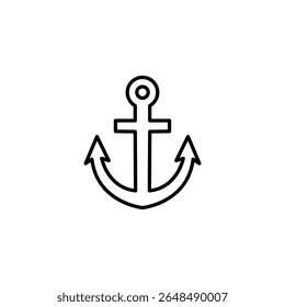 Outline Anchor Symbol Represents Stability Strength And Maritime Navigation