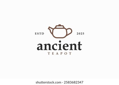 outline ancient teapot icon logo vector design template. creative vintage ancient Chinese teapot symbol logo design vector illustration isolated on white background