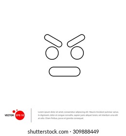 Outline Anger Emoji Icon, Vector Illustration, Flat pictogram icon