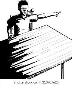 Outline of angry single African American teen pointing