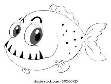 Outline Animal Fish Sharp Teeth Illustration Stock Vector (Royalty Free ...