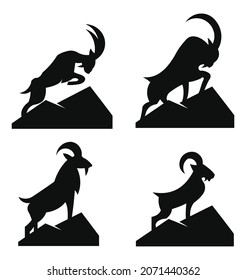 outline animal goat sheep rams line butting set logo icon designs vector simple black illustration