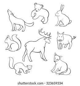 Outline Animals Forest Stock Vector (Royalty Free) 323659334 | Shutterstock