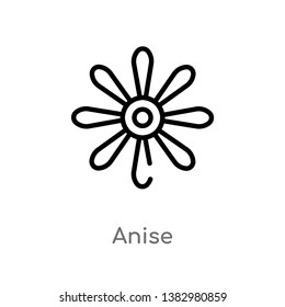outline anise vector icon. isolated black simple line element illustration from india concept. editable vector stroke anise icon on white background