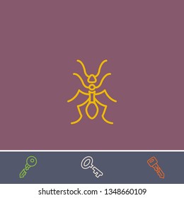 Outline ant icon.Best ant vector, illustrated icon for modern web and mobile design.Bonus broken key symbol