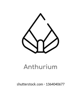 outline anthurium vector icon. isolated black simple line element illustration from nature concept. editable vector stroke anthurium icon on white background