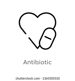outline antibiotic vector icon. isolated black simple line element illustration from medical concept. editable vector stroke antibiotic icon on white background